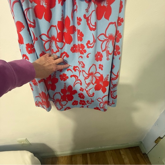 Lands' End Red and Blue Floral Midi Dress small flaw - Picture 7 of 7